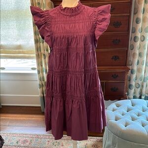 Elegant Ruffled Sleeve Dress in Purple